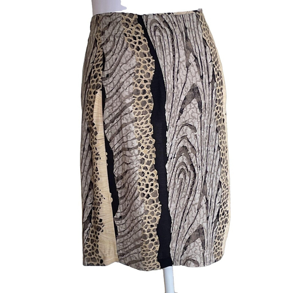 CLIO Vintage 80s Animal Print Striped Wrap Pencil Skirt SZ 12 - Picture 5 of 8